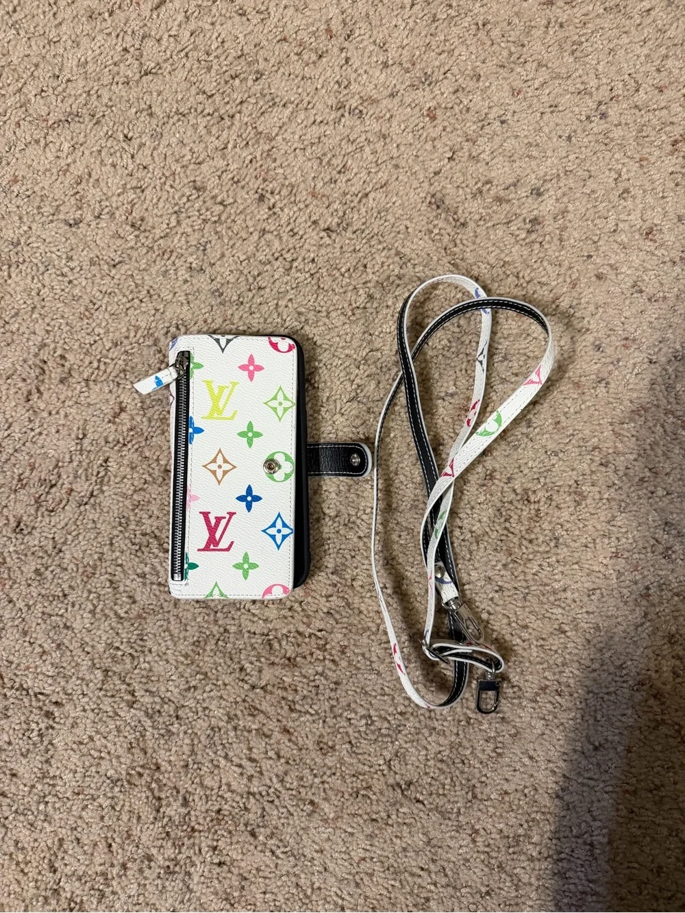 Louis Vuitton Multicolor White Monogram iPhone 15 Pro Max Wallet Case